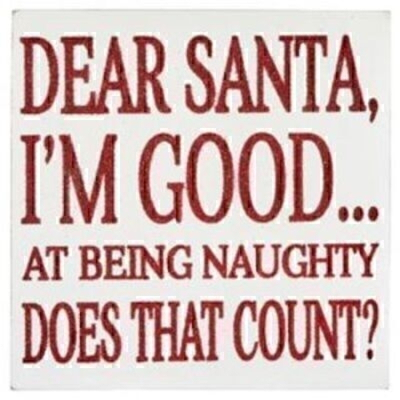 Funny 'Dear Santa...' Block Sign by Transomnia. Block sign with a funny quote on the front saying 